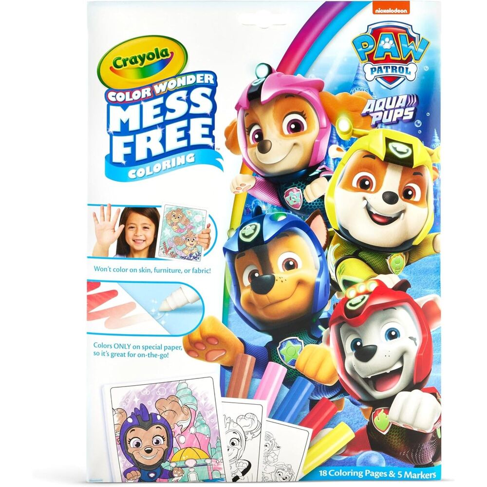 Crayola Color Wonder Paw Patrol Aqua Pups Coloring 18 Pages 5 Mess Free Markers